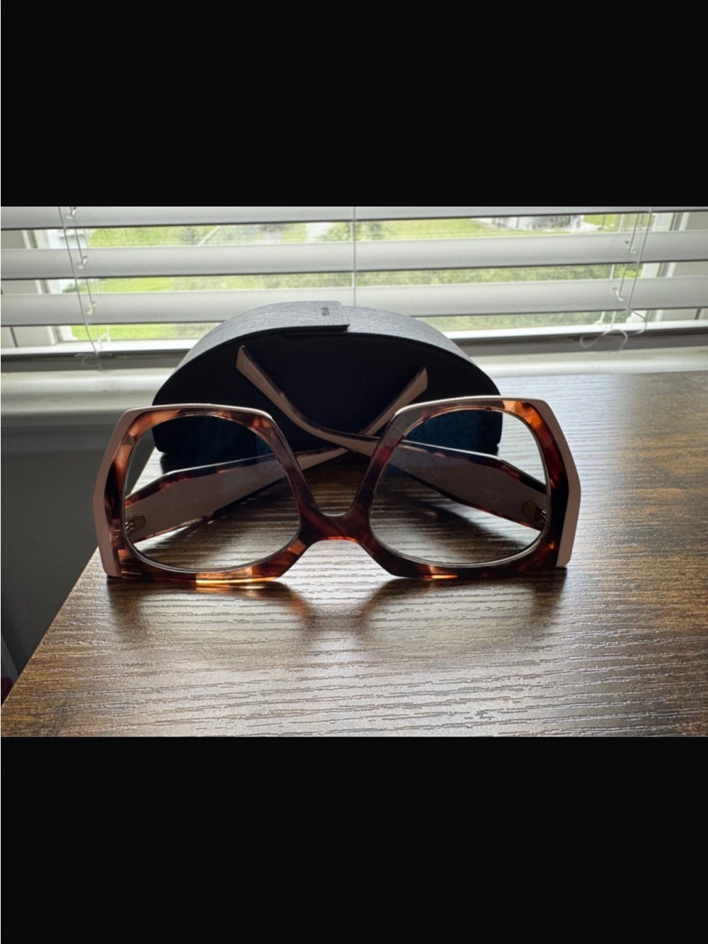 Prada Women’s Tortoiseshell Frame with Pink Temples Sunglasses - Picture 9 of 13